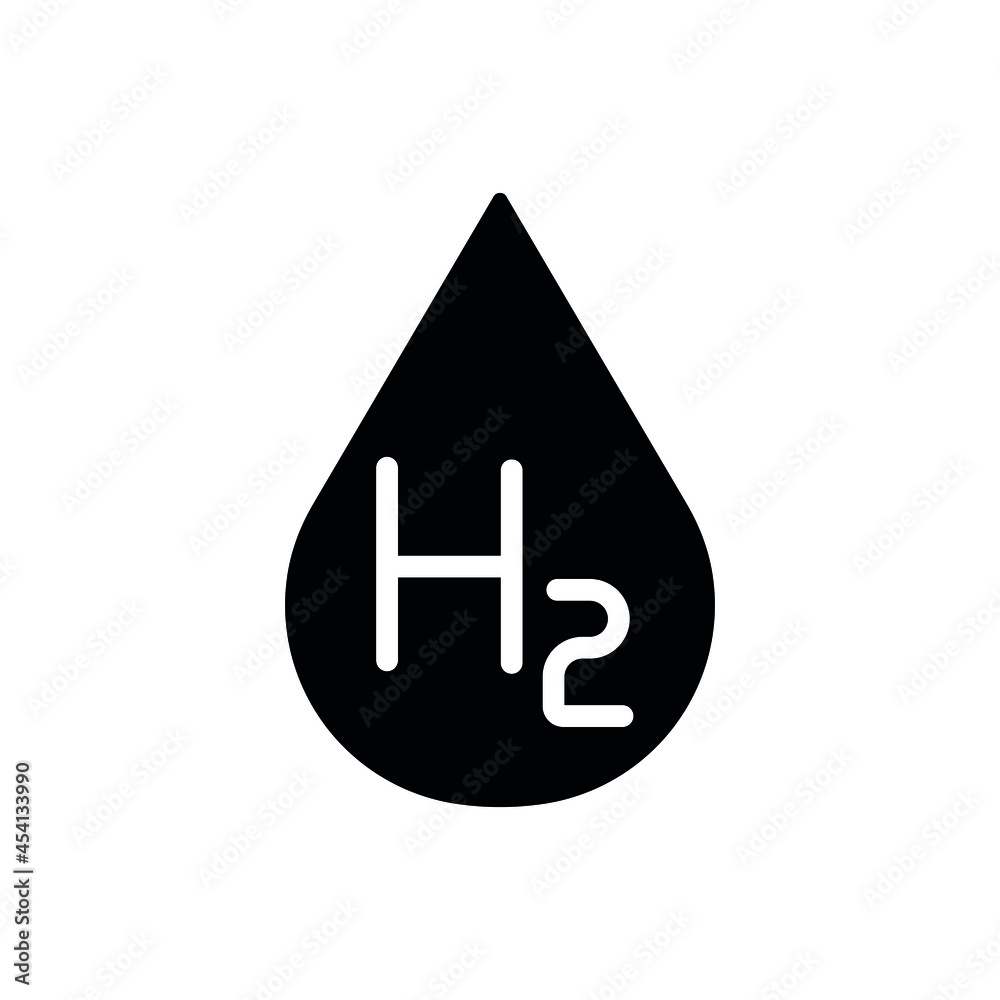 Hydrogen glyph icon. Vector fill black illustration. Hydrogen glyph icon. Vector fill black illustration.