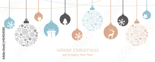 merry christmas card with hanging ball decoratoin © krissikunterbunt