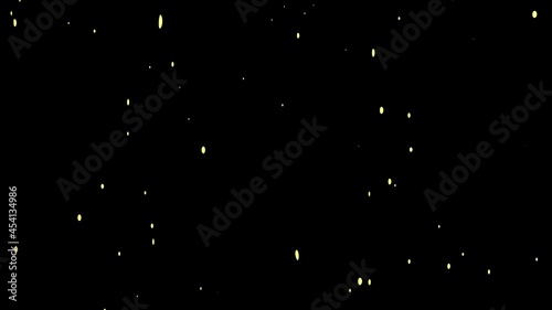 星空のように光が上昇するキラキラアニメーション素材（黒背景）黄色　