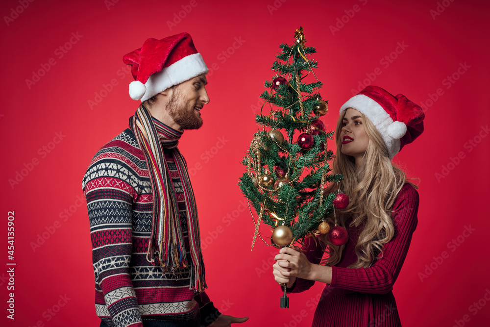 young couple christmas decorations decoration holiday together romance young couple christmas decorations decoration holiday together romance