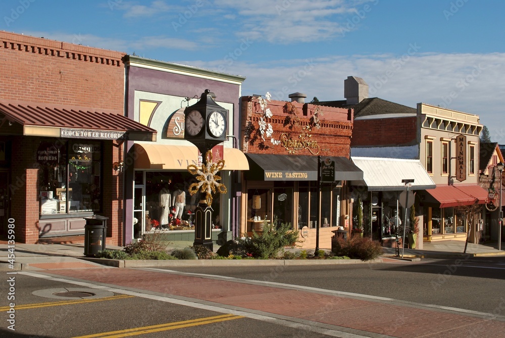 Grass Valley, California, USA Main Street with a clock tower, Clock