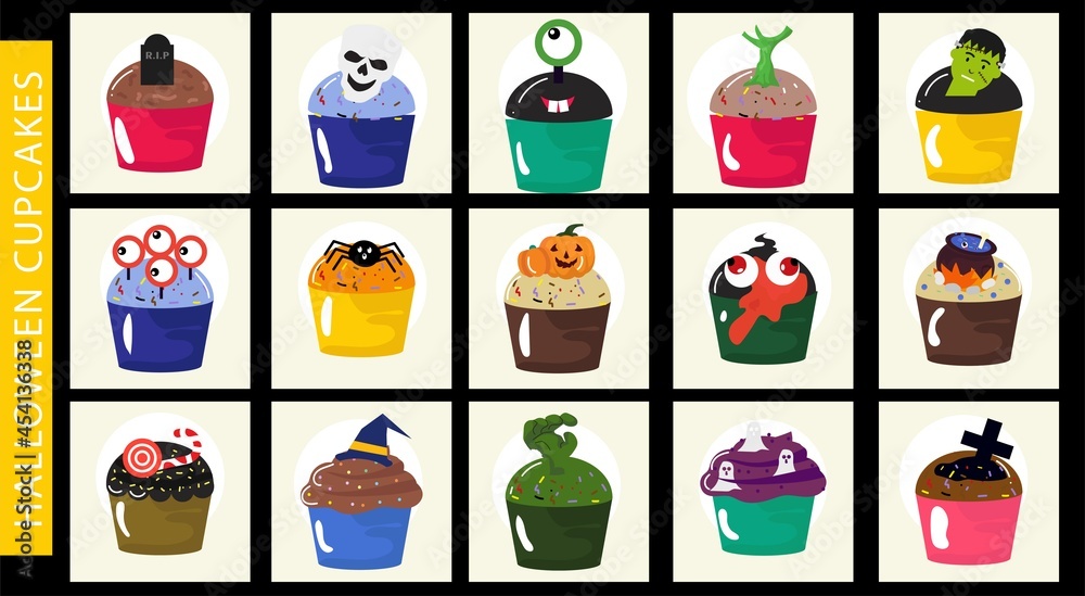 halloween cupcakes decoration food ideas set collection