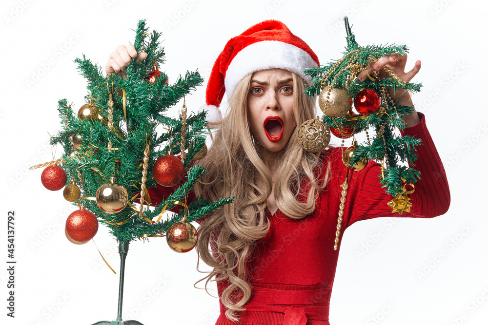 woman wearing santa costume decoration toys holiday fun