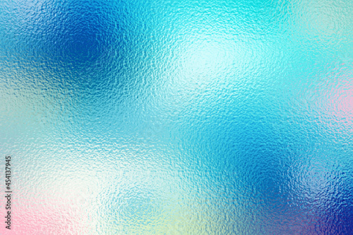 Blue background. Gradient pastel color effect foil. Dreamy texture. Soft backdrop design for summer print. Light pink and blue colours. Delicate tones background. Surface with metallic pattern. Vector