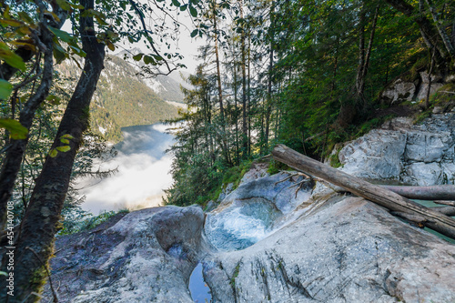 Waterfall Königsbachfall with gumpen at lake Königssee, Berchtesgaden, Germany