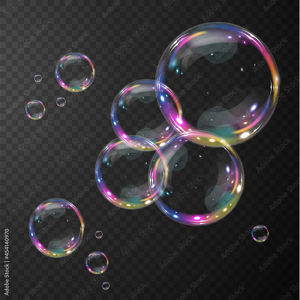 Bubble PNG. Set of realistic soap bubbles. Bubbles are located on