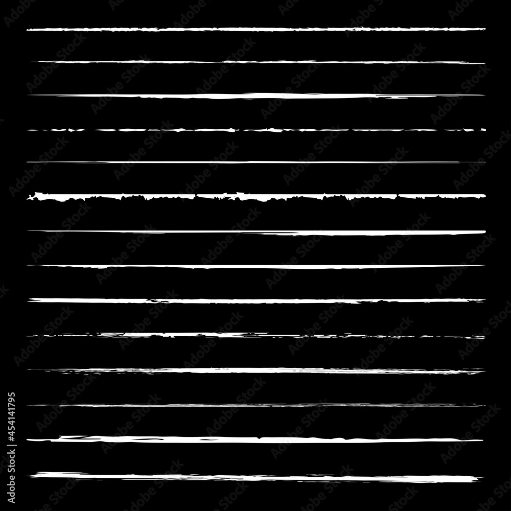 White Grunge Lines Vector Paint Brush Collection - obrazy, fototapety, plakaty 