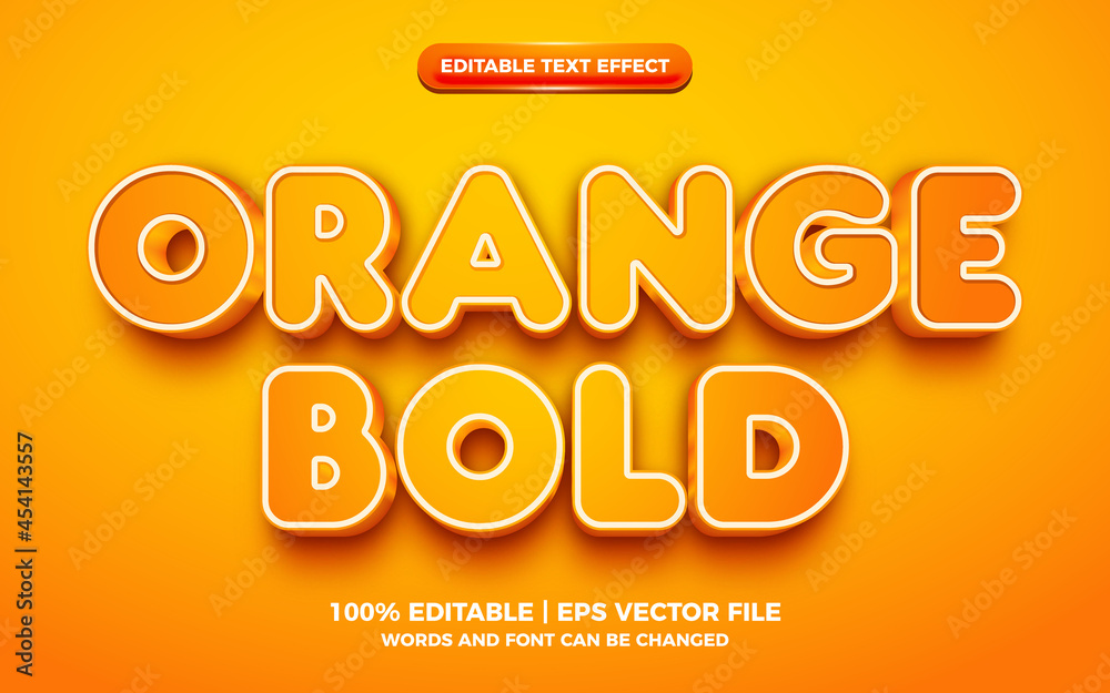 orange bold cartoon 3d editable text effect