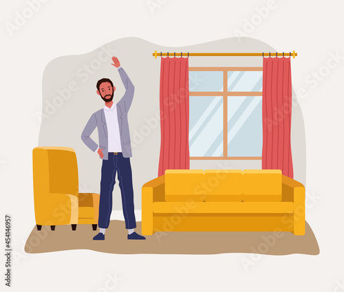 man bearded in active break