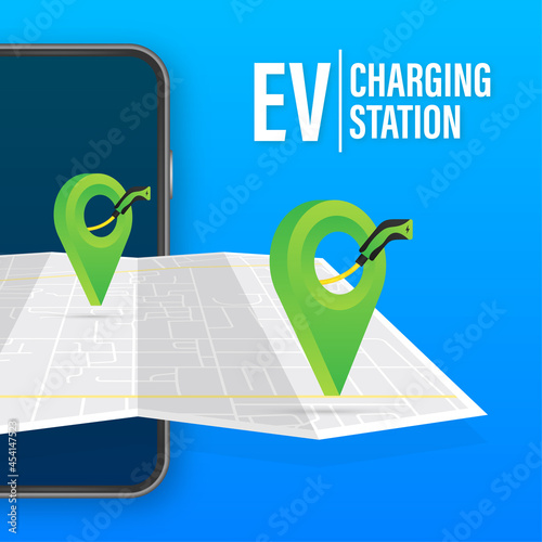 Electric car charging. EV station. Vehicle standing.