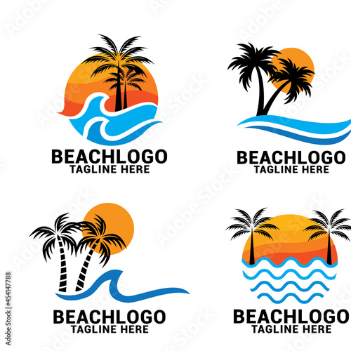 Vector beach logo design template.