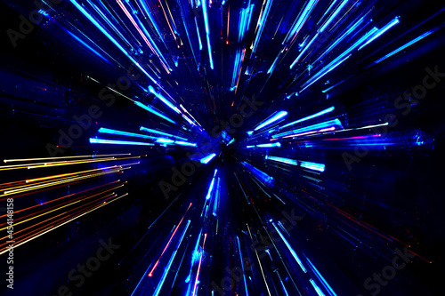 Abstract science fiction outer space and time travel concept background. long exposure.