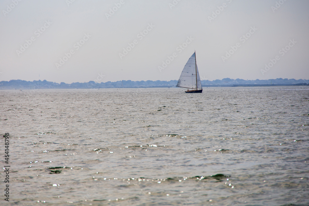 Sailboat sailing on the open ocean