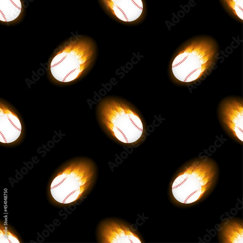 A flaming baseball ball pattern. Vector stock illustration.
