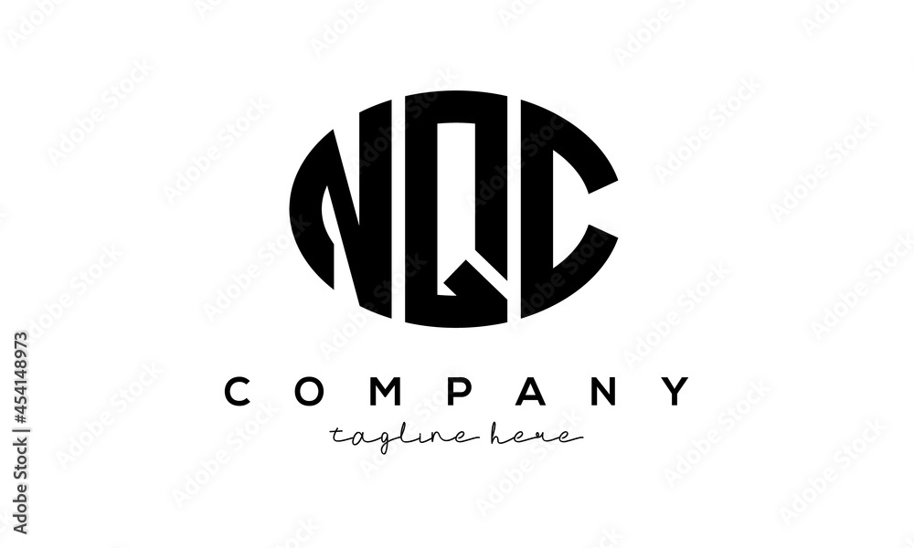 NQC three Letters creative circle logo design NQC three Letters creative circle logo design