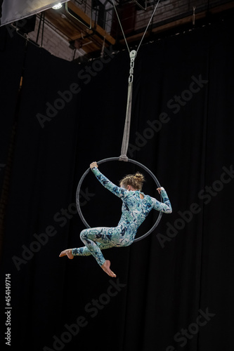 Air gymnastics competition among girls.