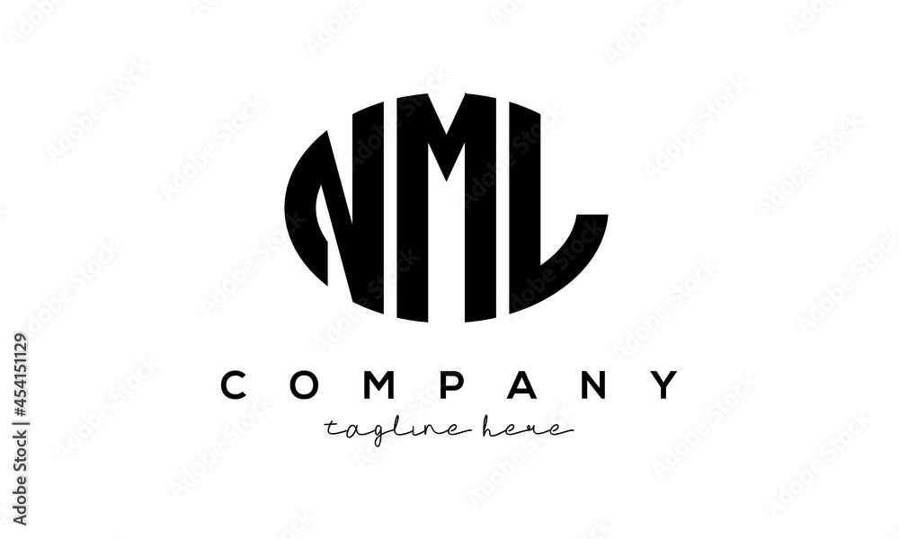 NML three Letters creative circle logo design NML three Letters creative circle logo design