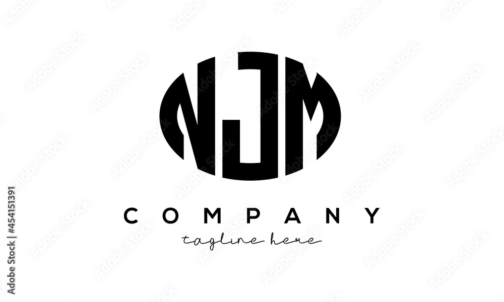 NJM three Letters creative circle logo design