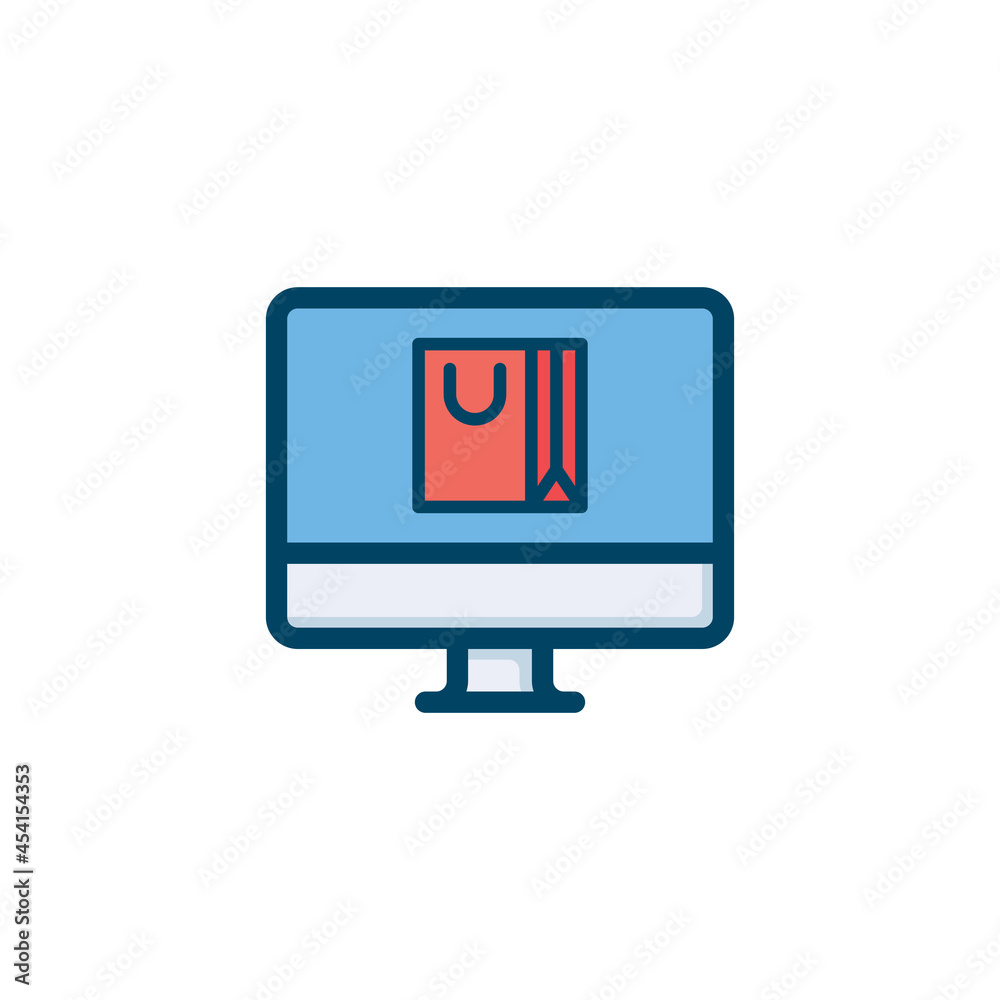 Online shopping flat icon. E-commerce concept, internet store sign. Online shopping flat icon. E-commerce concept, internet store sign.