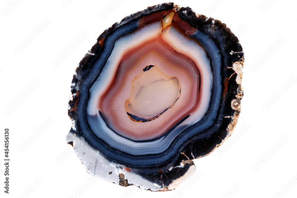 Macro mineral stone Yellow, brown Agate breed a white background close up Macro mineral stone Yellow, brown Agate breed a white background close up