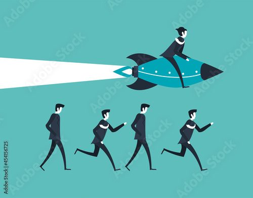 businessmen running and flying
