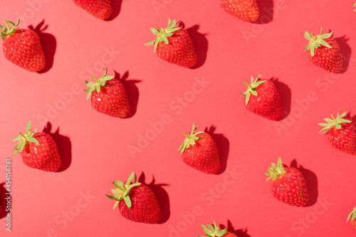 Pattern of red sweet ripe juicy strawberries.