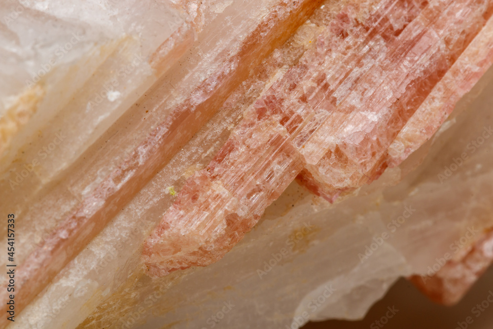 Macro mineral stone Tourmaline in the breed a white background Macro mineral stone Tourmaline in the breed a white background