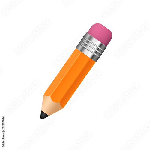 Pencil vector. Realistic 3d pencil isolated on white background.