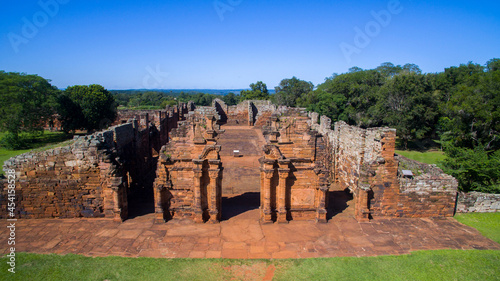 Fényképezés Aerial view San Ignacio Miní, Jesuit Mission of the Guarani, UNESCO World Heritage Site