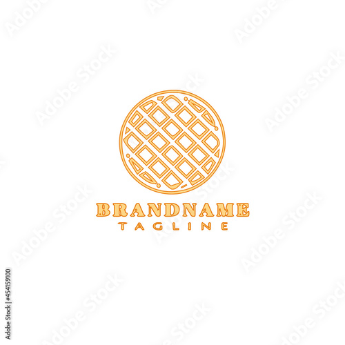 cute waffles cartoon logo icon design template black isolated vector illustration