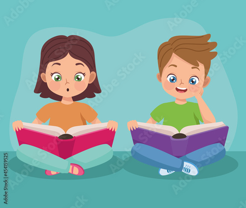kids couple reading books