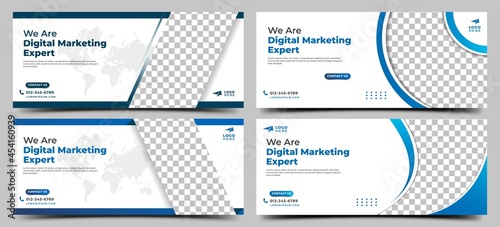 Business digital marketing horizontal banner cover template design collection. Editable vector design isolated.
