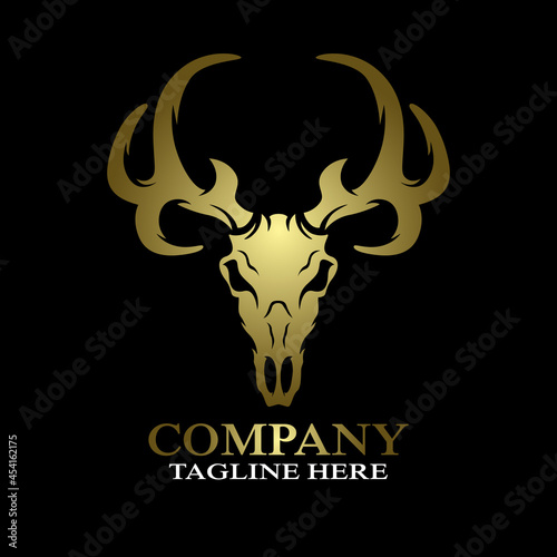 Modern deer skull logo. Vector illustration