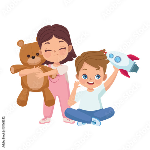 kids couple playing with toys