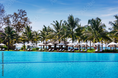 swimming pool in tropical resort