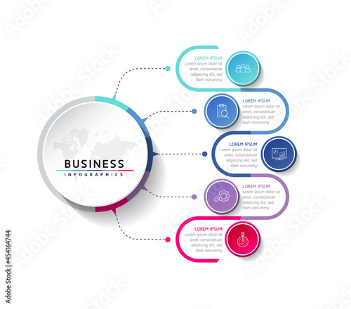 Vector illustration, infographics design, template, marketing, information, with 5 options or steps
