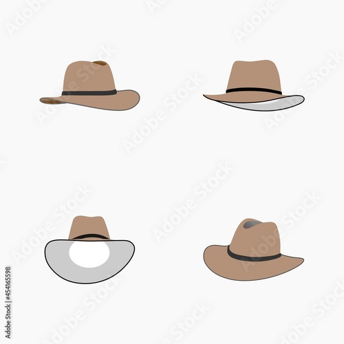 set of cowboy hat editable color vector