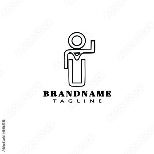 businessman raise hands logo icon design template vector illustration