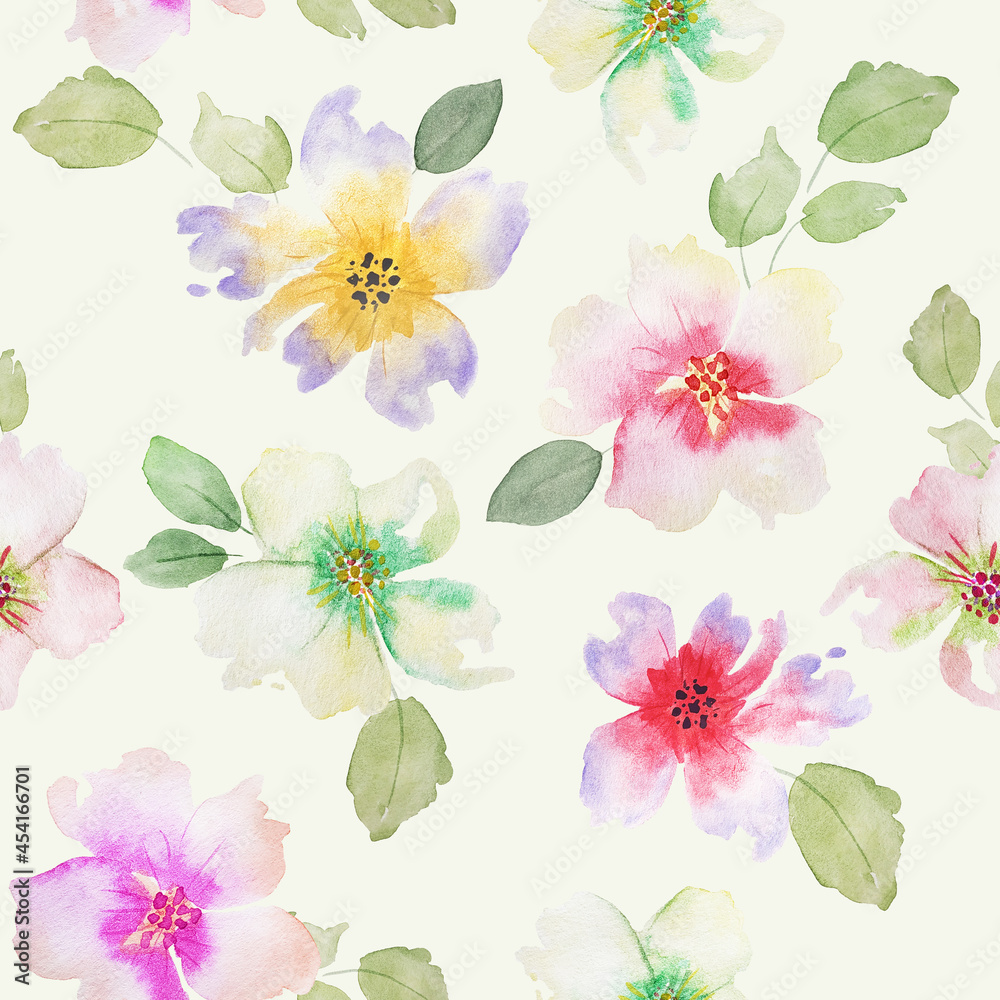 Watercolor. abstract flowers. Seamless wallpaper in nude shades