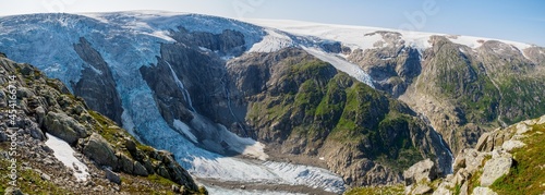 View to the Folgefonna Glacier from Reinanuten view point in Norway