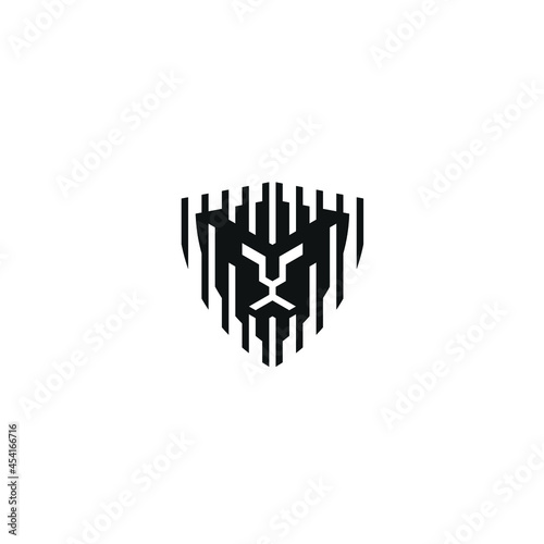 shield lion logo design template, secure data technologist