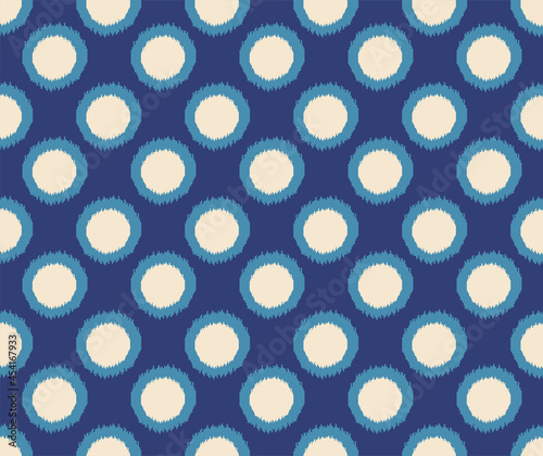 Ikat art seamless pattern. Tie-dye background. Traditional classic wallpaper. Folk style for fashion, interior, home decoration. Vector