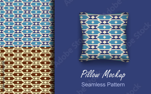 Ikat art seamless pattern. Tie-dye background. Traditional classic wallpaper. Folk style for fashion, interior, home decoration. Vector