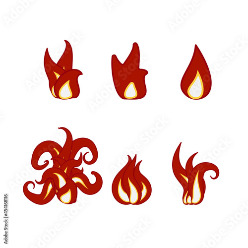 fire flat cartoon vector illustration set
