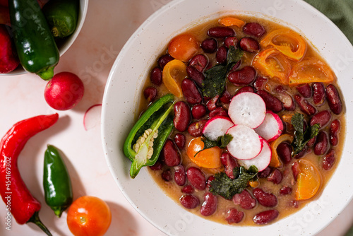 Red Pozole Bowl of healthy mexican soup Mexican Food