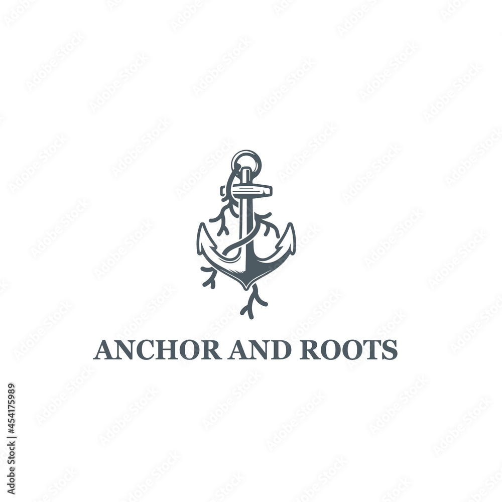 Anchor  and roots logo design 