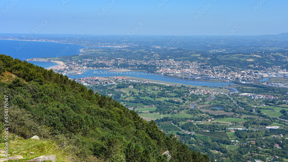 Hondarribia, Spain - 29 Aug 2021: Views of the Basque Country and Cantabrian coast from the summit of Mount Jaizkibel