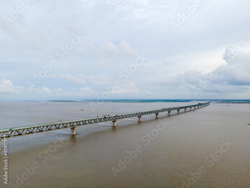 Padma Multipurpose Bridge Under Construction Site over Padma River, Munshiganj, Dhaka, Bangladesh photo