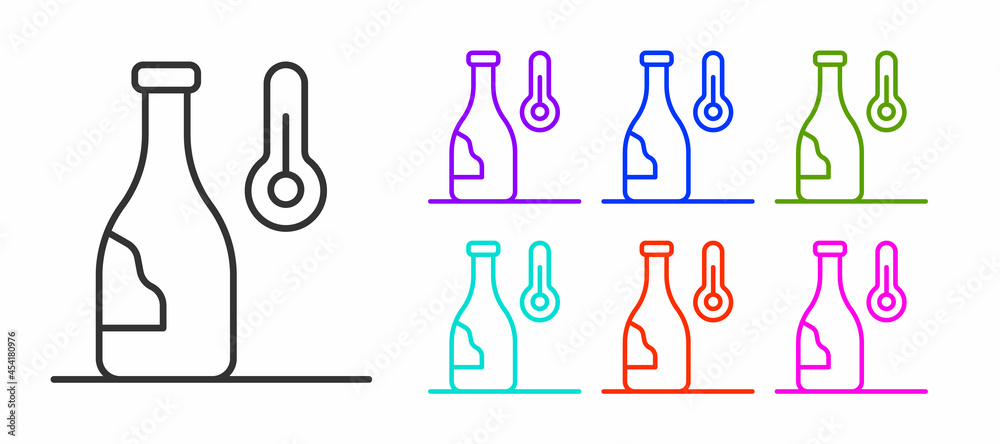 Black line Wine temperature icon isolated on white background. Set icons colorful. Vector Black line Wine temperature icon isolated on white background. Set icons colorful. Vector