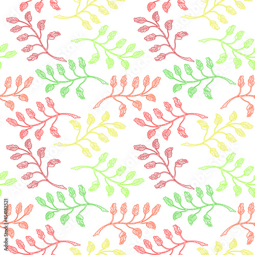 Seamless pattern with colorful autumn leaves. Vector illustration.